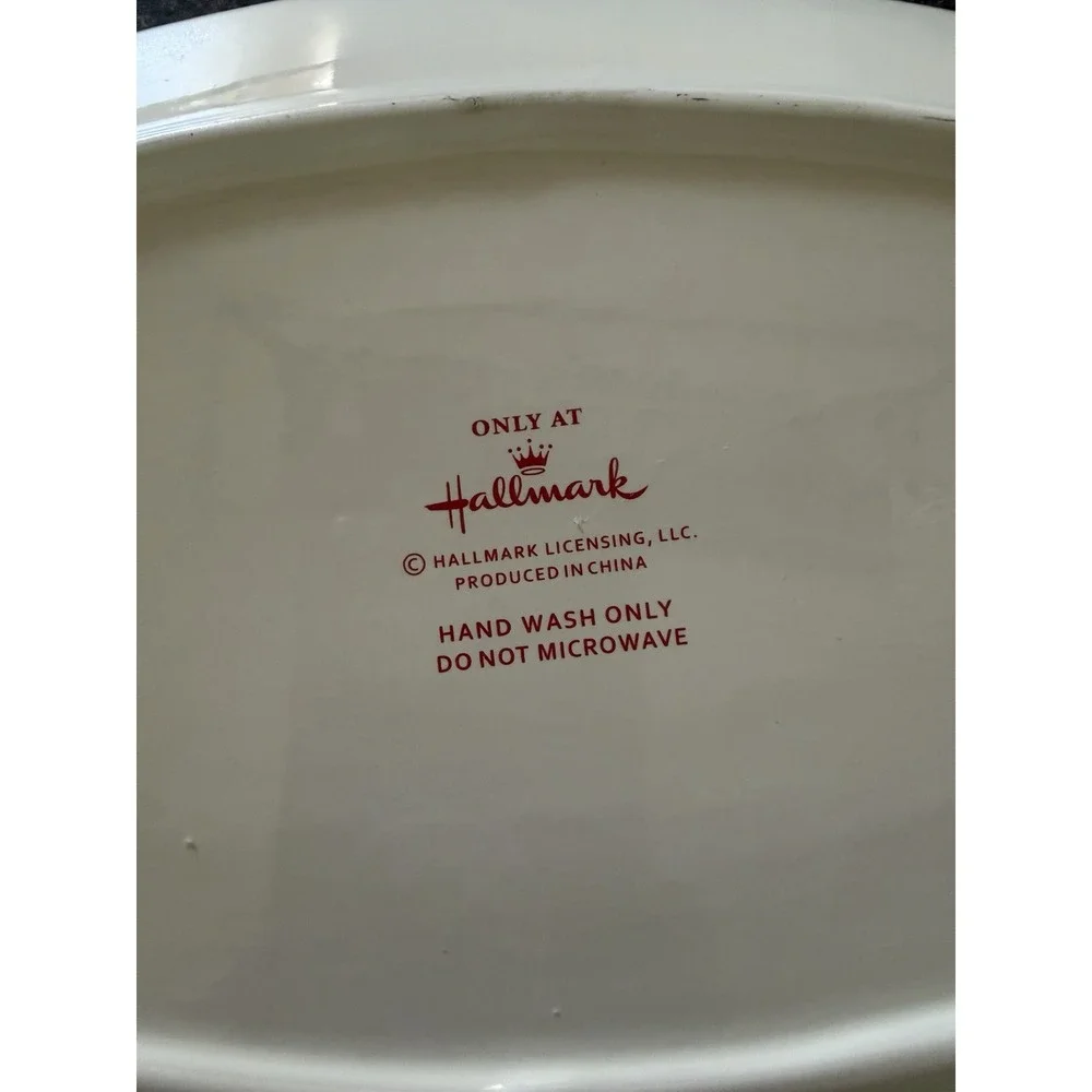 Hallmark Large White Ceramic Oval Holiday Snowflake Platter Hand Wash